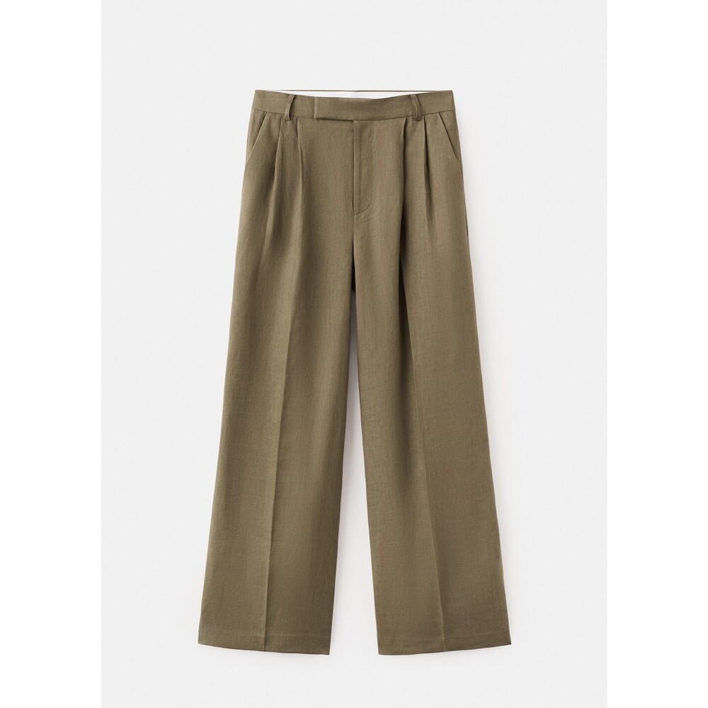 Straight linen-blend pants